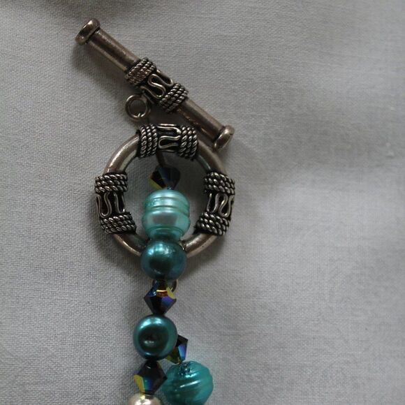 Sterling Silver, Natural Turquoise 24 " Necklace - Picture 4 of 11